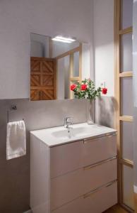 a bathroom with a sink and a mirror at Apartamento en el centro la ciudad in Madrid
