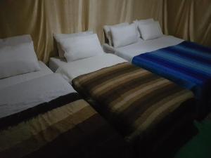 two beds sitting next to each other in a room at Merzouga Activities Camp in Merzouga