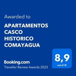 Certifikát, hodnocení, plakát nebo jiný dokument vystavený v ubytování APARTAMENTOS CASCO HISTORICO COMAYAGUA