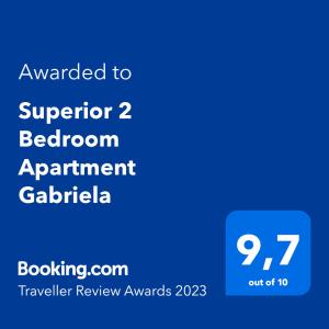 a blue text box with the words upgraded to superior bedroom apartment calculator at Superior 2 Bedroom Apartment Gabriela in Dubrovnik