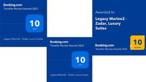 Certifikát, hodnocení, plakát nebo jiný dokument vystavený v ubytování Legacy Marine2 - Zadar, Luxury Suites