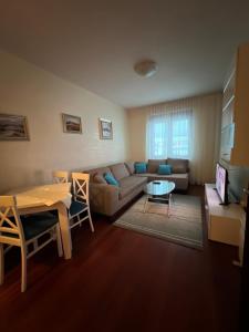 a living room with a couch and a table at Sweet Apartments in Žabljak