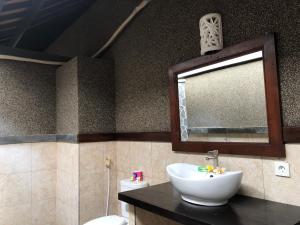 ein Bad mit einem Waschbecken und einem Spiegel in der Unterkunft Pondok Shindu Guest House in Pemuteran