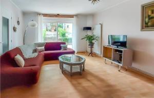 ein Wohnzimmer mit einem Sofa und einem TV in der Unterkunft Lovely Home In Germont With House A Panoramic View 