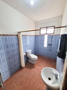 La salle de bains est pourvue de toilettes et d'un lavabo. dans l'établissement Lembongan Made Inn, à Nusa Lembongan