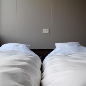 dos almohadas blancas sentadas una junto a la otra en una cama en arita huis, en Arita