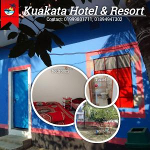 a collage of photos of a hotel and a room at Kuakata Hotel & Resort in Kuākāta