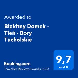 een blauw tekstvak met de Wordslibrary dump hun bry trolley review awards bij Błękitny Domek - Tleń - Bory Tucholskie in Tleń