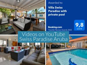 a collage of photos of a villa with a pool at Villa Swiss Paradise with private pool in Palm-Eagle Beach