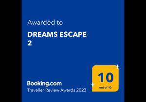 Certifikát, hodnocení, plakát nebo jiný dokument vystavený v ubytování DREAMS ESCAPE 2