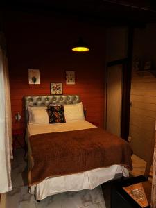 ein Schlafzimmer mit einem großen Bett in einem Zimmer in der Unterkunft Chalé Ouro Verde in Angra dos Reis