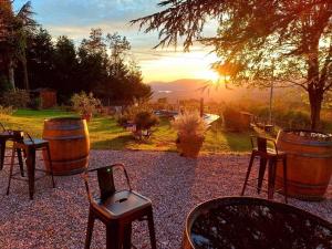 The sunrise or sunset as seen from a panziókat or nearby