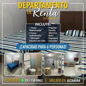 un collage di foto di una camera con letto di Departamento Altamira Puerto Industrial ad Altamira