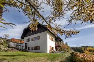 a white house with a black roof at Haus Sophie in Longostagno