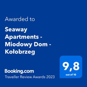 a screenshot of a phone with the text wanted to standby apartments midnight dont kob at Seaway Apartments - Miodowy Dom - Kołobrzeg in Kołobrzeg
