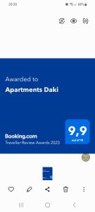 Zrzut ekranu na stronie internetowej urzędnika w obiekcie Apartments Daki w mieście Igalo