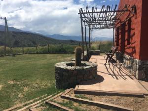 a cactus sitting on a porch of a house at Ranchos en Payogasta - Cachi in Payogasta