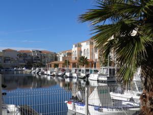 grupa łodzi zacumowanych w przystani z budynkami w obiekcie Studio à Sète avec vue mer, parking privé, proche plages et commerces - FR-1-338-486 w mieście Sète