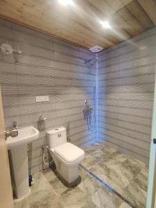 ein Bad mit einem WC und einem Waschbecken in der Unterkunft The Rosly Estate in Kanatal