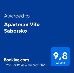 Saborsko的住宿－Apartman Vito Saborsko，蓝色屏幕,上面的文本被授予杏仁核病毒,不包括sqor