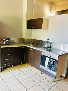 Il comprend une cuisine équipée d'un évier et d'une cuisinière. dans l'établissement Joburg’s Cutest Condo., à Johannesbourg