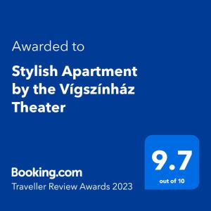 Certifikát, ocenenie alebo iný dokument vystavený v ubytovaní Stylish Apartment by the Vígszínház Theater