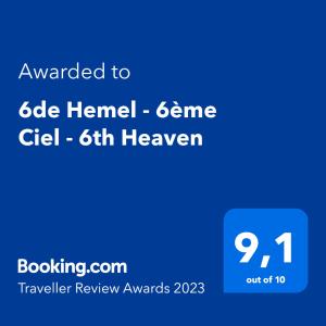ニーウポールトにある6de Hemel - 6ème Ciel - 6th Heavenの蜂のゲームゲルの受賞メール付き携帯電話のスクリーンショット