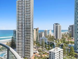 a view of the ocean from the balcony of a building at LEGENDS HOTEL - hosted by Coastal Letting in Gold Coast