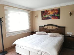a bedroom with a large white bed and a window at Lebon Little Palace Blue in Istanbul