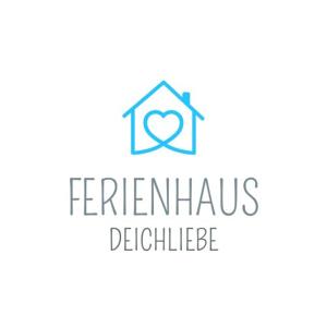 una casa con un logotipo del corazón en Urlaub an der Nordsee - NEU - Ferienhaus Deichliebe en Fedderwarderdeich