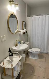 a bathroom with a sink and a toilet and a mirror at Everything you could ask for in a Rental in Nashville