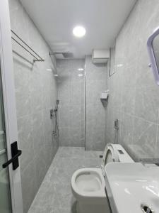 een badkamer met een toilet, een wastafel en een douche bij Resting View in Male City
