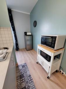 Kuchyňa alebo kuchynka v ubytovaní Appartement meublé rénové idéal pour curistes ou vacanciers