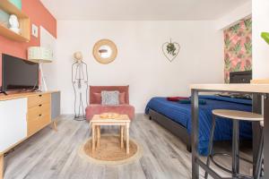 Televízia a/alebo spoločenská miestnosť v ubytovaní Apt Bohème, Parking Privé, Centre