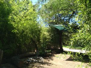 un jardín con una valla y algunos árboles en EL MONTECITO en San Marcos Sierras