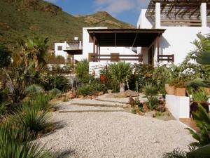 a garden in front of a house with plants at book now spacious 12p villa with communal pool in Las Negras