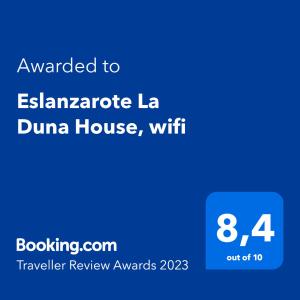 Captura de pantalla de un teléfono celular con el texto otorgado a El Salvador la d en Eslanzarote La Duna House, Wifi, Sea views, en Caleta de Sebo