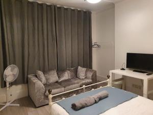 un soggiorno con divano e TV di Spacious 5 bedroom House in South Norwood Croydon a Norwood