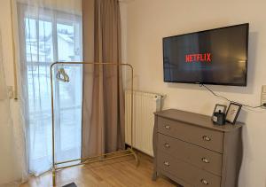 TV a/nebo společenská místnost v ubytování FeWo Goldstück mit privatem SPA und Whirlpool