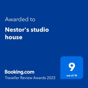 Certifikát, hodnocení, plakát nebo jiný dokument vystavený v ubytování Nestor's studio house