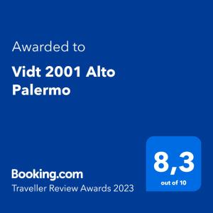 Vidt 2001 Alto Palermo tanúsítványa, márkajelzése vagy díja