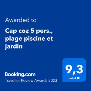 Certifikát, ocenenie alebo iný dokument vystavený v ubytovaní CAP COZ plage piscine et jardin