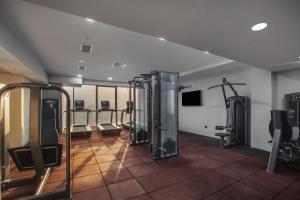 a gym with a bunch of equipment in a room at Royal Tulip Hotel & Casino, Tbilisi in Tbilisi City