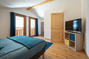 Televízia a/alebo spoločenská miestnosť v ubytovaní Les 3 Sophies - Magnifique chalet pour 1 à 8 personnes proche des remontées mécaniques des prodains