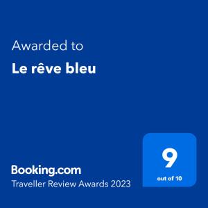 a screenshot of a cell phone with the text awarded to ke rave bliven at Le rêve bleu in Cagnes-sur-Mer