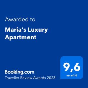 una schermata dei premi per revisione del lusso degli aanias di Maria's Luxury Apartment a Kassandra (Kassandria)