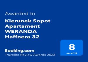 Kierunek Sopot Apartament WERANDA Haffnera 32 면허증, 상장, 서명, 기타 문서