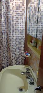 ein Bad mit einem Waschbecken und einem Spiegel in der Unterkunft Playa Grande hermoso departammento in Mar del Plata