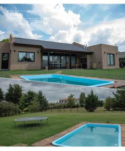 dos fotos de una casa con piscina en No está mas en alquiler en General Rodríguez