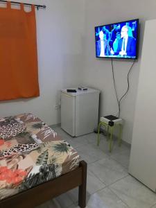 a room with a bed and a tv on a wall at Appartement T1 in Saint-Laurent du Maroni